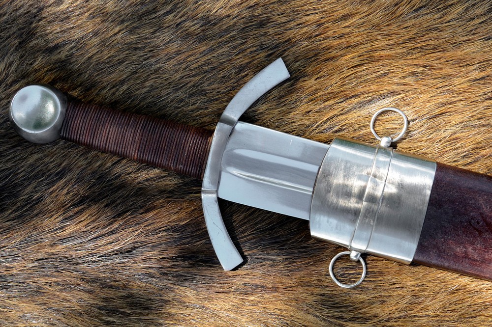 Medieval wide sword with sheath, decorative sword