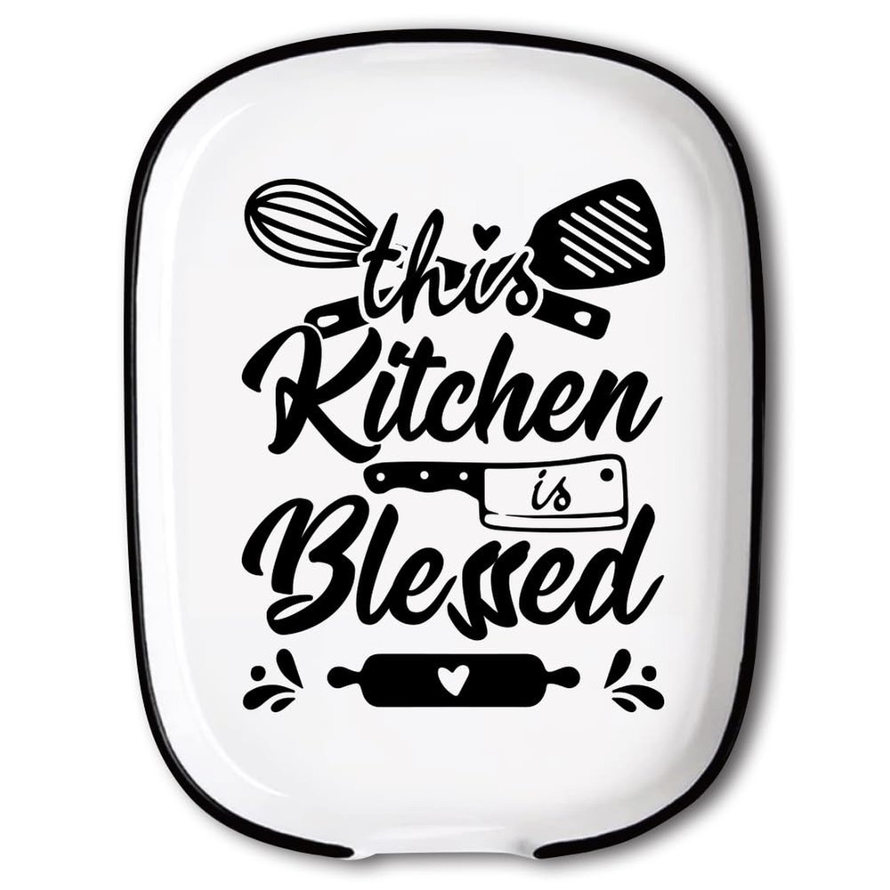 ANATTASOUL Ceramic Spoon Rest for Stove Top This Kitchen Is Blessed Pattern 4...