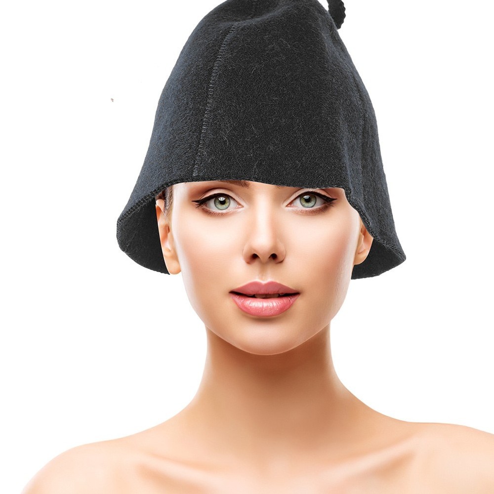 2 Pcs Wool Felt Shower Cap Sauna Hat Breathable Equipment Accessories