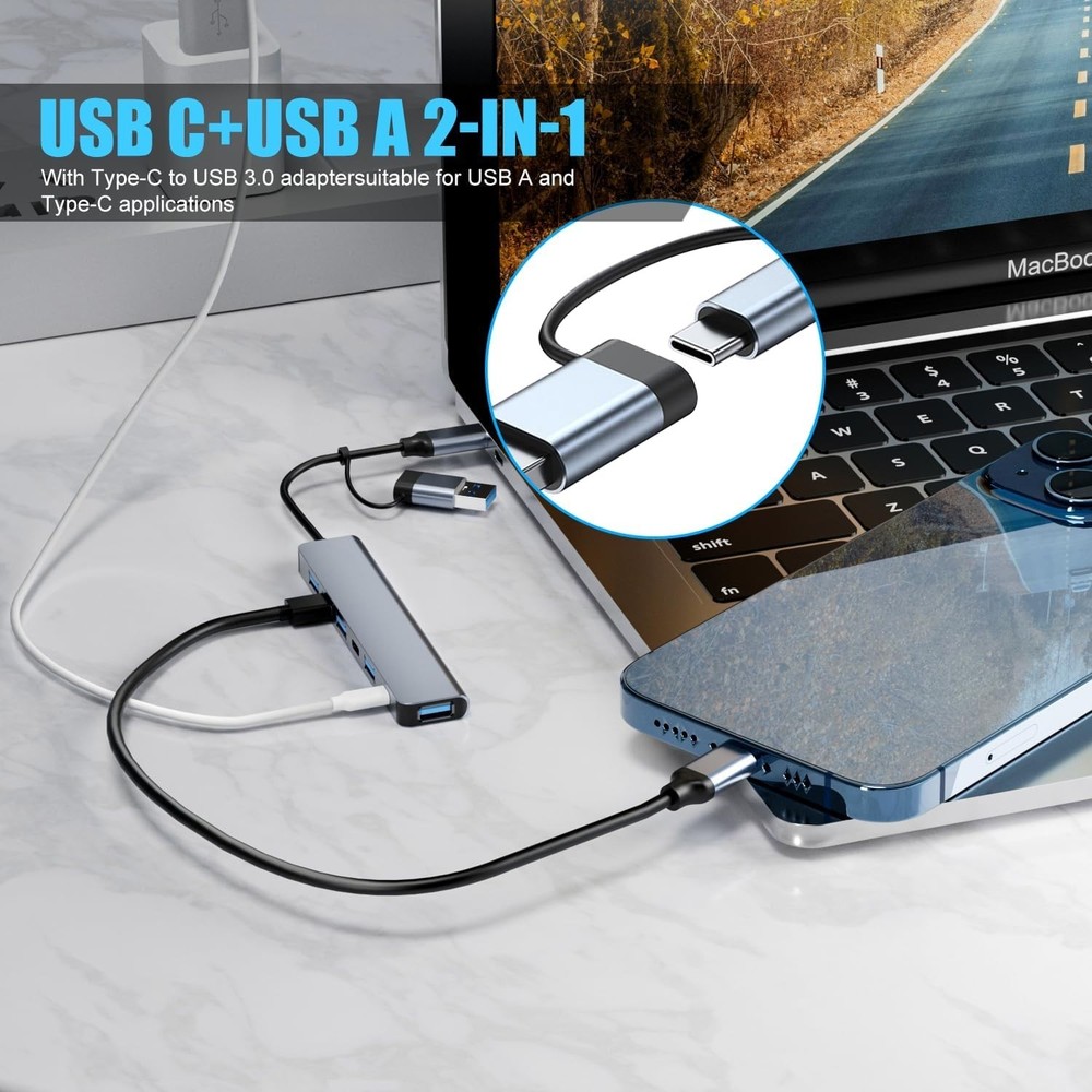 Conector USB Multiple 7 En 1 Cable Para Laptop PC Interruptor Iluminado Calidad