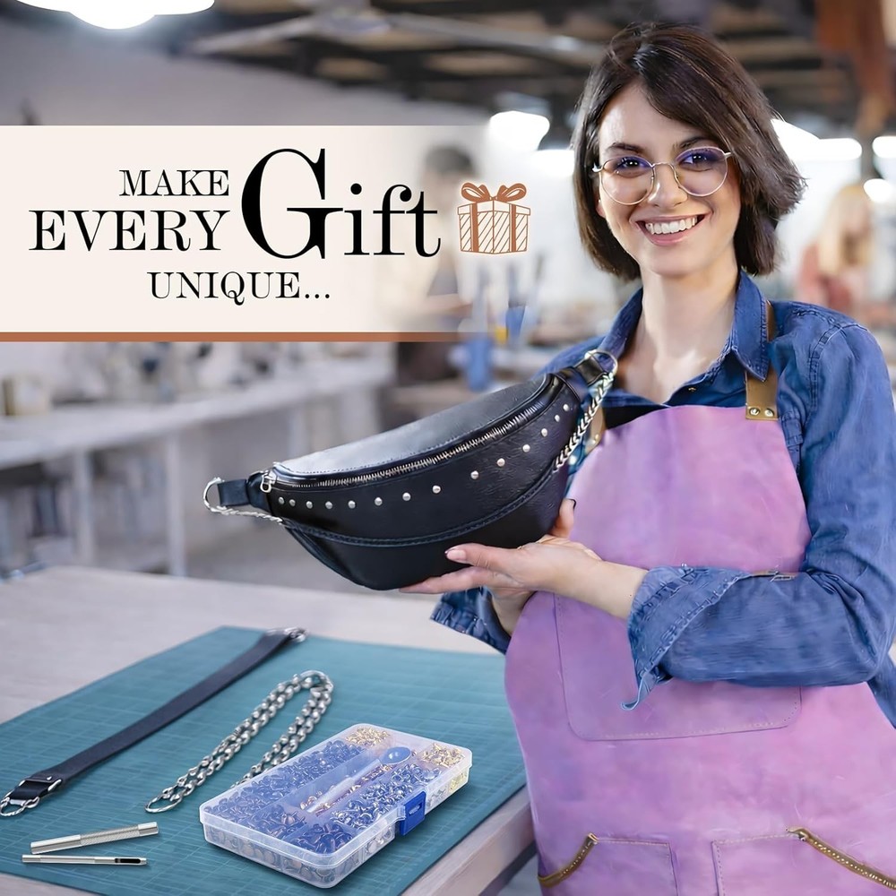 Durable 240 Sets Leather Rivets with Tools - Perfect for Crafting & Repairs