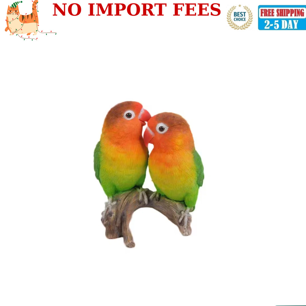Lovebird Parrots on Branch Statue