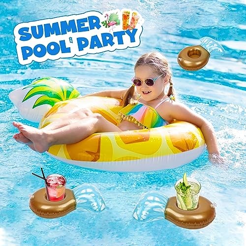 12Pack Ring Inflatable Drink Holder, Drink Floaties Floats Cup for blue