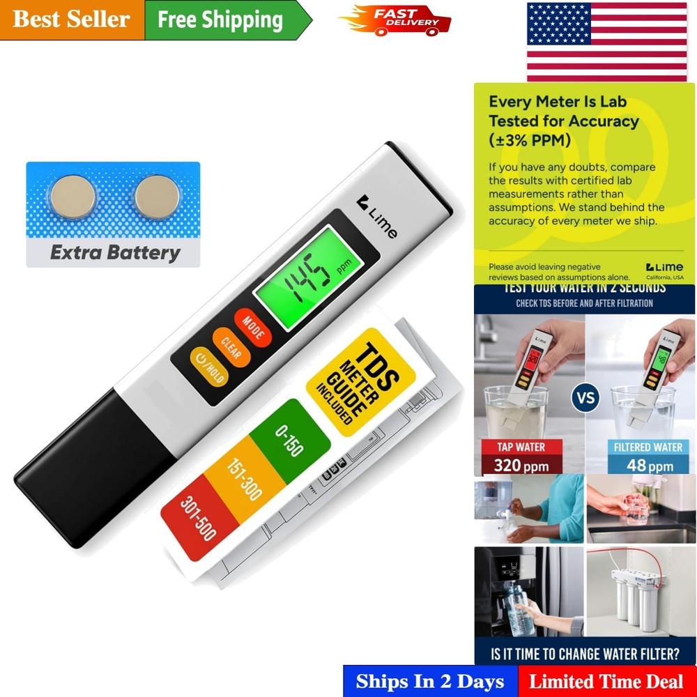 Professional TDS Meter with Auto-Lock Feature & Backlit Display for Easy Use