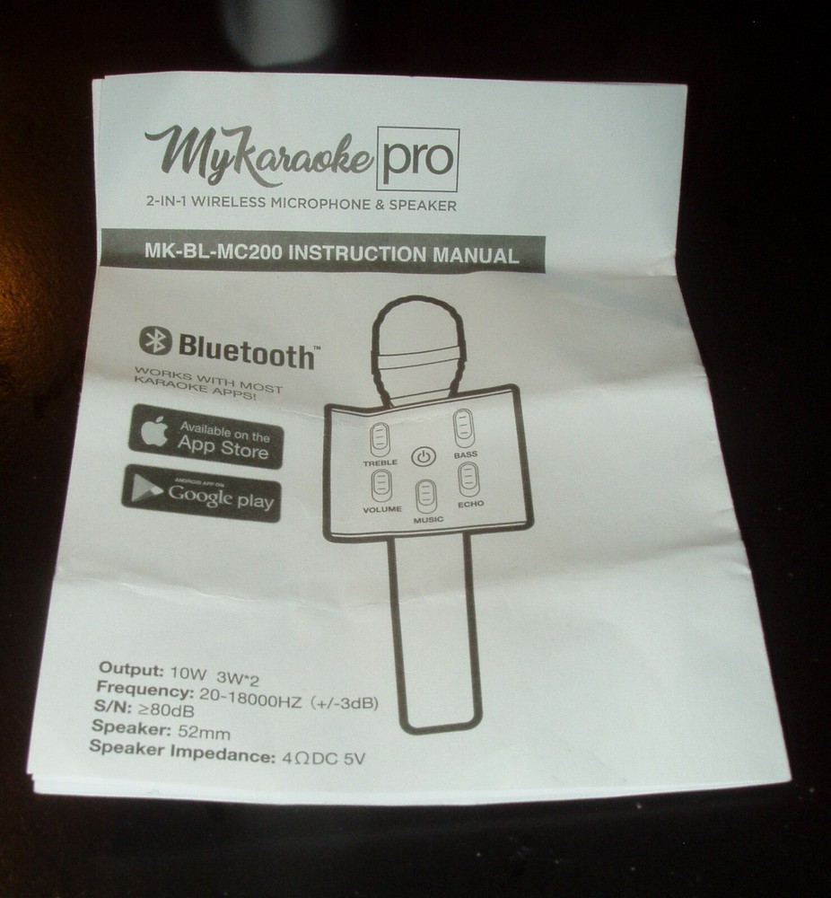 MY KARAOKE PRO 2-in-1 WIRELESS BLUETOOTH MICROPHONE