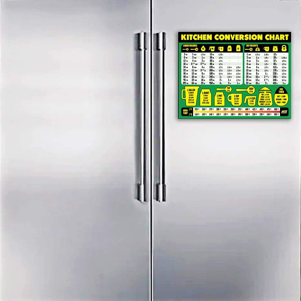 Kitchen Conversion Chart Magnet - Extra Large Easy to Read 11” x 8.5” Measure...