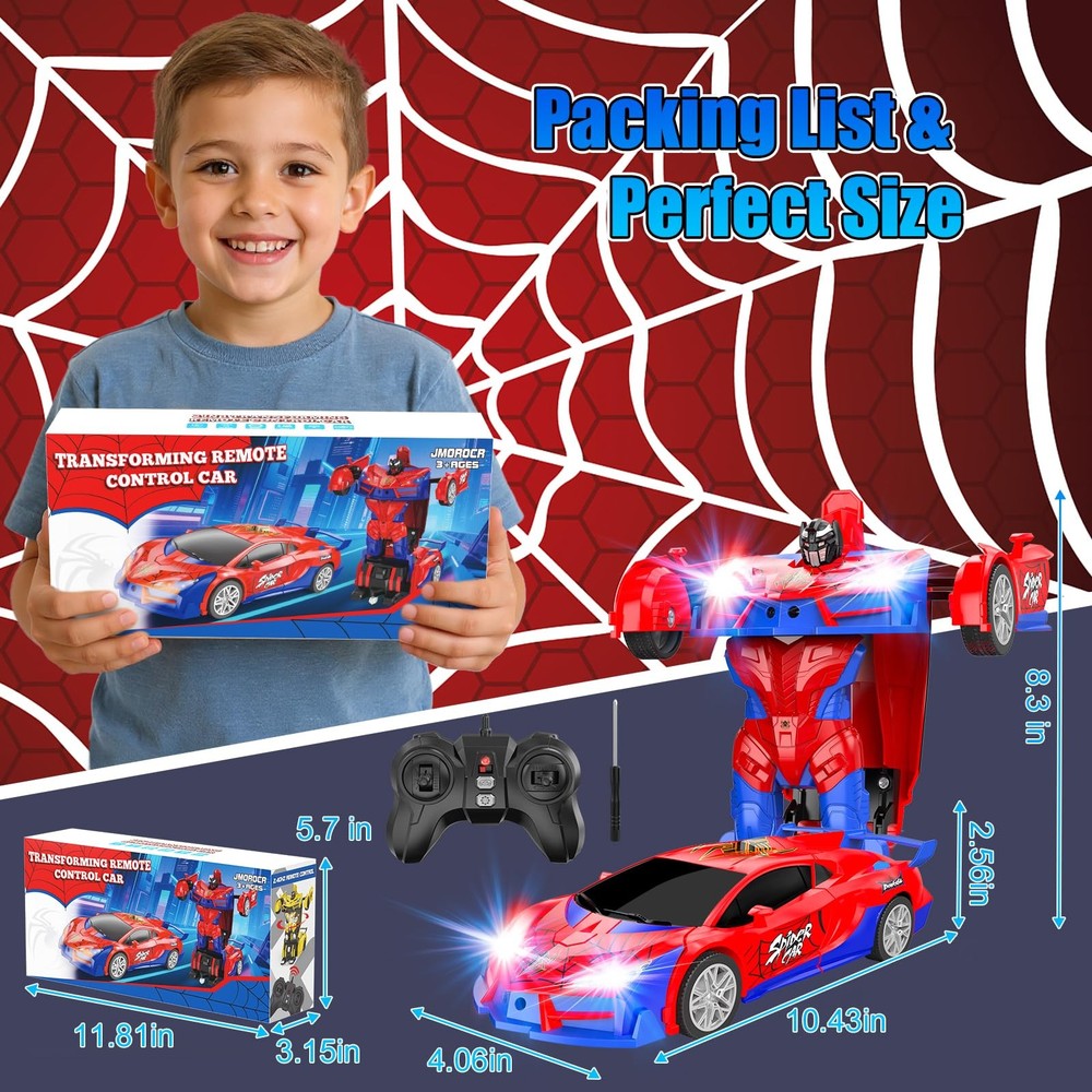 Spider Transform RC Car 360� Stunt Remote Control Toy LED Lights Kids
