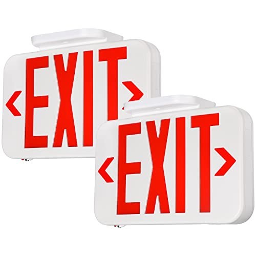 Emergency LED Exit Sign with Battery Backup, Double Face, UL 924, Hardwired, Red