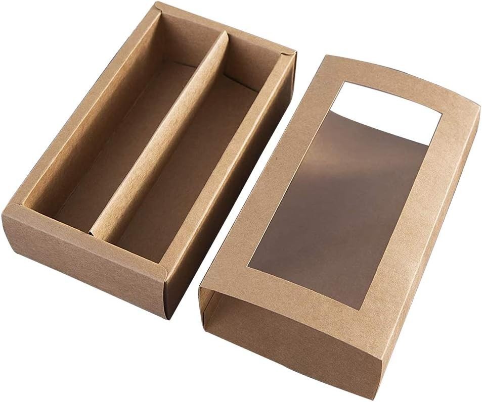 25 Count Kraft Macaron Boxes - Perfect for Displaying Mini Desserts with Window