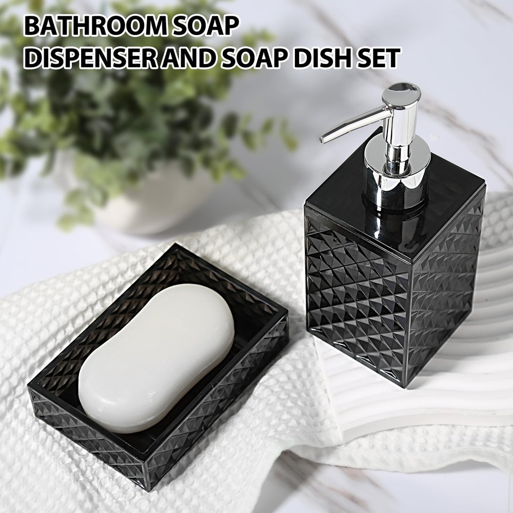 Black Bathroom Accessories Set, 4 Pack Matte Black Bath Accessory Sets Comple...