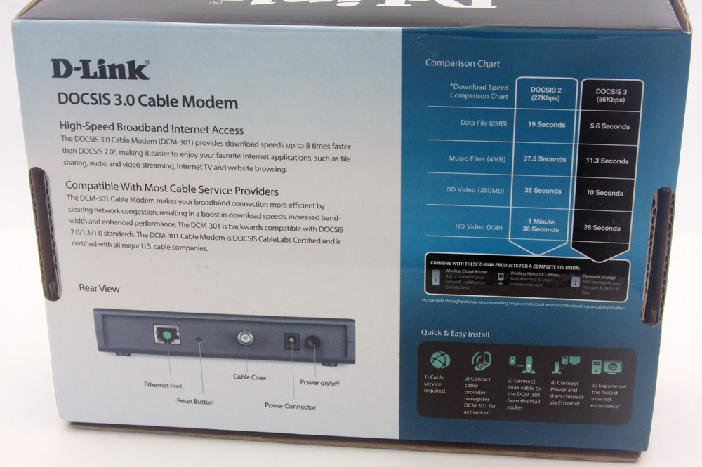 D-Link DOCSIS 3.0 Cable Modem DCM-301 Cox Comcast Xfinity