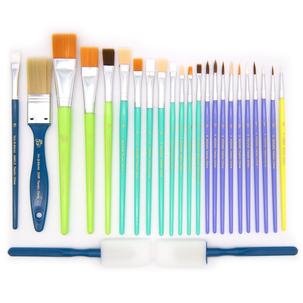 Hello Hobby Assorted Craft Paint Brush Set, 25pcs
