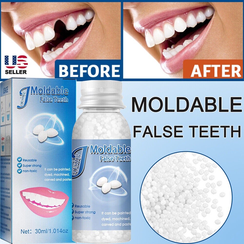 3×Resin False Teeth Solid Glue Temporary Tooth Repair Moldable Teeth Gap Denture
