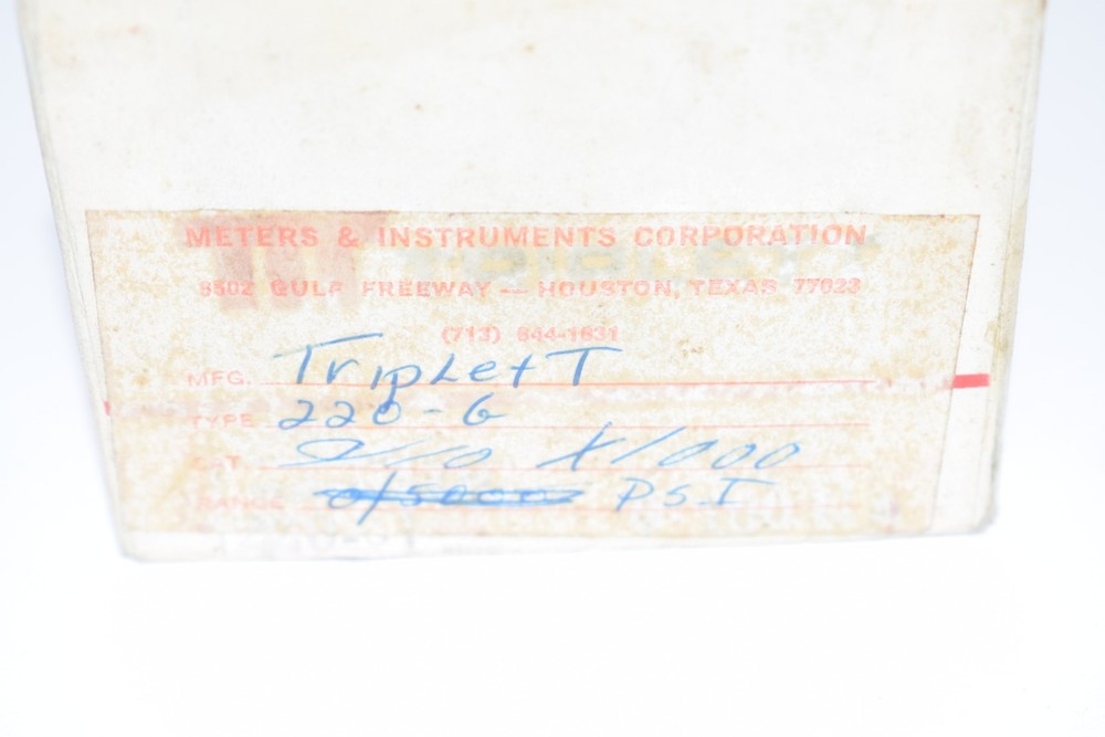 NEW Triplett 220-G 0-10 PSI Panel Meter
