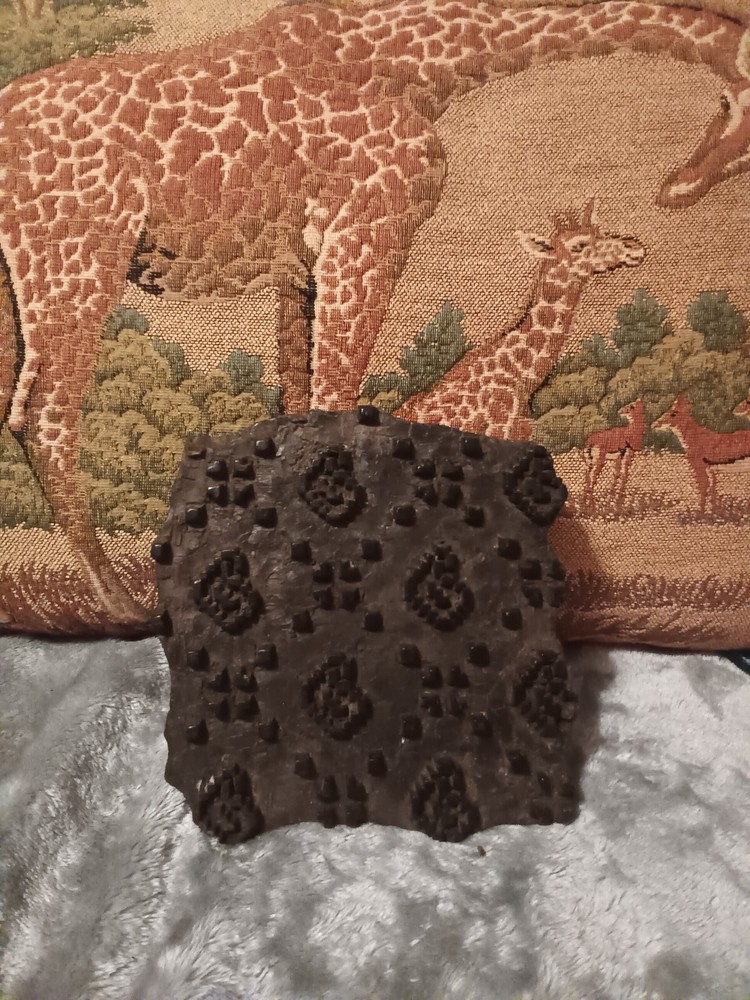 Old wood textile stamp,handsome decor piece.