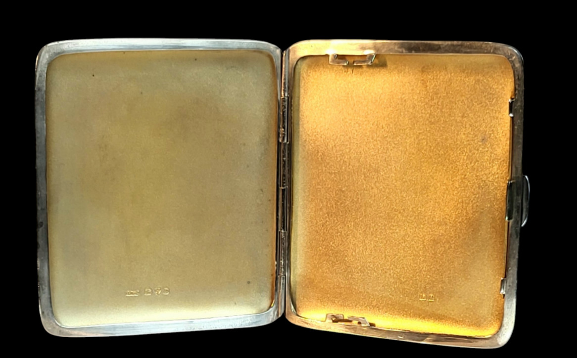 CHOICE 1939 RAF insignia Sterling Silver Smokes Case James Dixon, Chester 4.6ozt