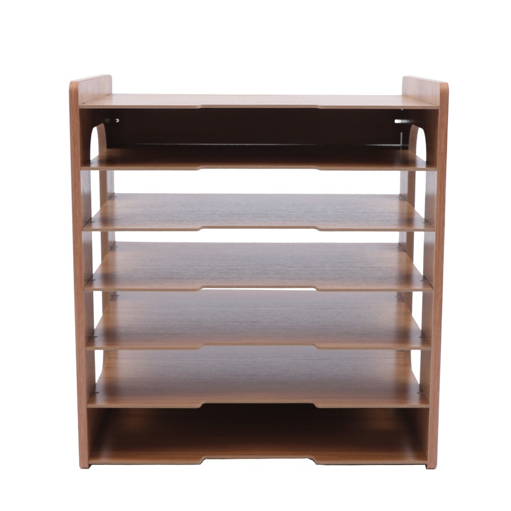 Wood Desktop Organizer Paper File Holder For Home & Office Document Storage Rack