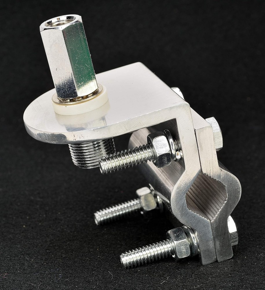 Silver Double Groove CB Antenna Mount with 3/8 x 24 Thread - Easy Installation