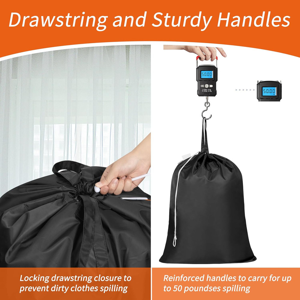 Polecasa Extra Heavy Duty Large Laundry Bag with Sturdy Handles and Drawstring C