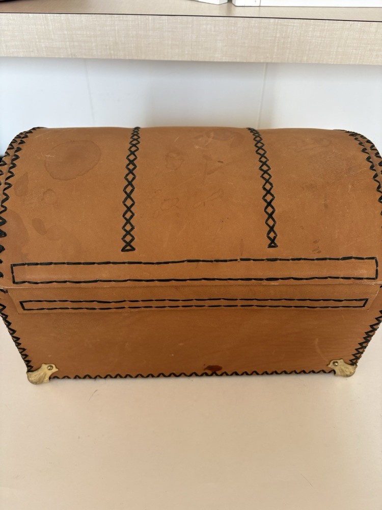 Cedar and Leather Mini Trunk Box