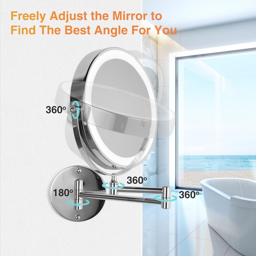 GREENFROM 30X LED Lighted Makeup Mirror 8.5in Wall Mounted Magnifying Mirror ...