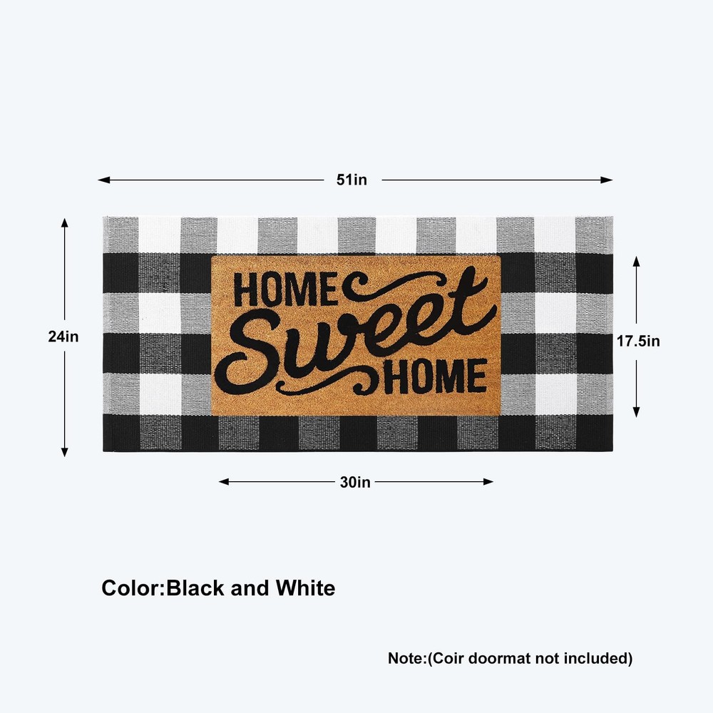 KIMODE Buffalo Plaid Outdoor Checkered 2' x 4'3" (Rectangular), Black/White