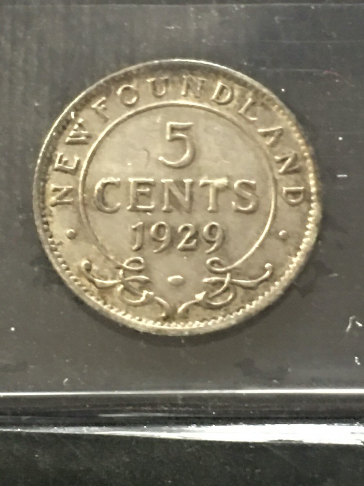 1929 ICCS Graded, Newfoundland ¢5 Cent, **EF-45 Cleaned**