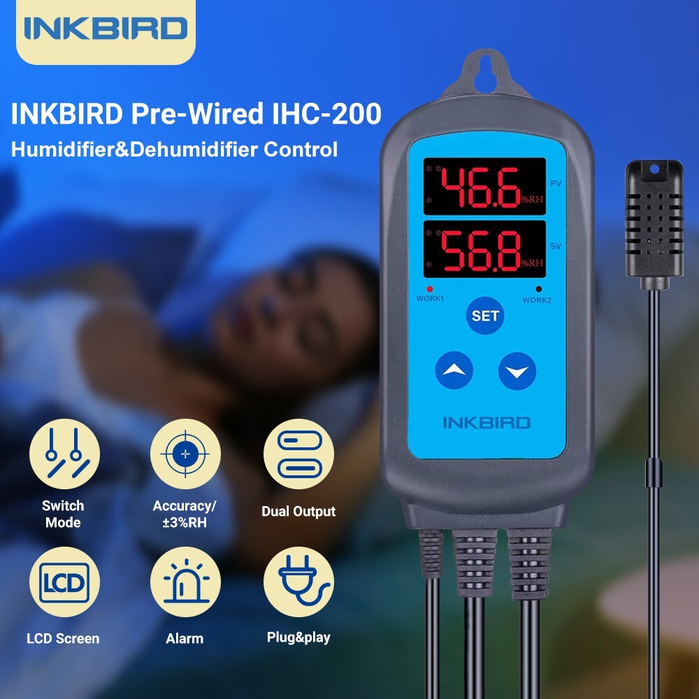 Heating Thermostat Temperature Controller ITC-308+Humidity Controller IHC-200 US