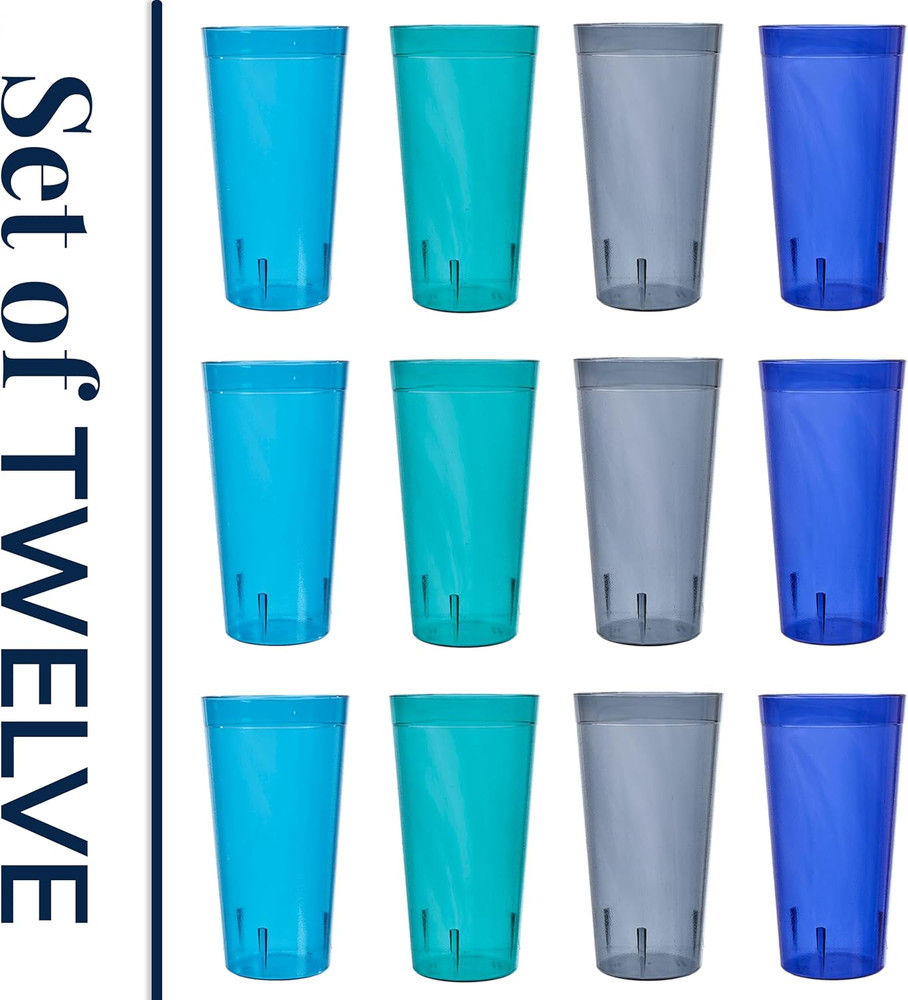 Plastic Tumblers 12Pk 32Oz Reusable Stackable Break Resistant Drinking Cups