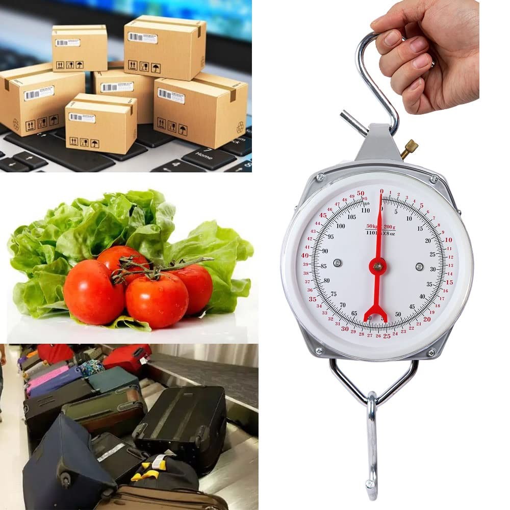 Spring Hanging Dial Scale 110 Lbs Industrial Mechanical Hanging Scale Kitchen