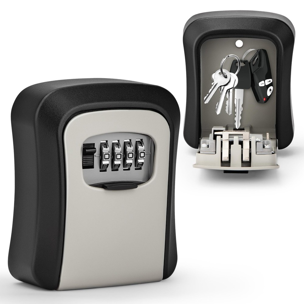 Key Lock Box, Lock Box for Keys with Code, Wall Mount Lockbox for Keys Outdoo...