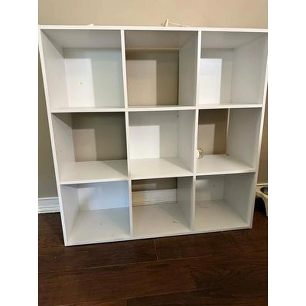NIB Mainstays 9 Cube Storage Organizer White Easy Assemble Bookcase Cubby Shelf