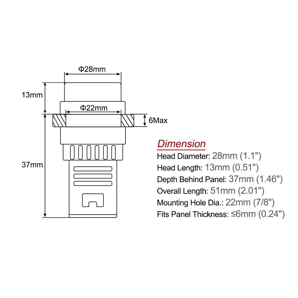 4sets AC/DC 110V Indicator Lights LED Flush Panel Mount 7/8" 22mm