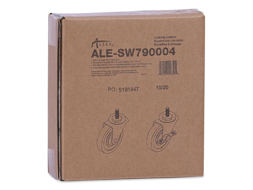 Optional Casters For Wire Shelving, 125 lbs./Caster, Black, 4/Set