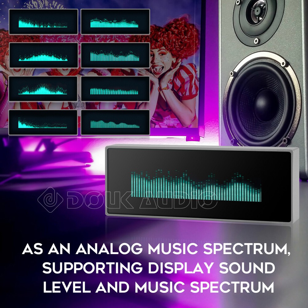 Douk Audio VFD Clock Music Spectrum Display Sound Level Indicator Dot Matrix MIC