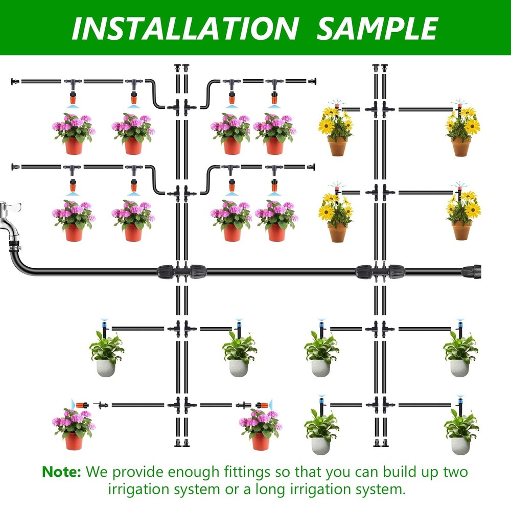 256FT Automatic Drip Irrigation System Kit,Automatic Garden Watering Misting ...