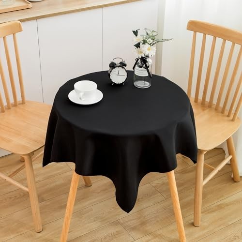 2 Pack Small Square Table Cloth Washable Fabric Tablecloth 36X36 Inch Black
