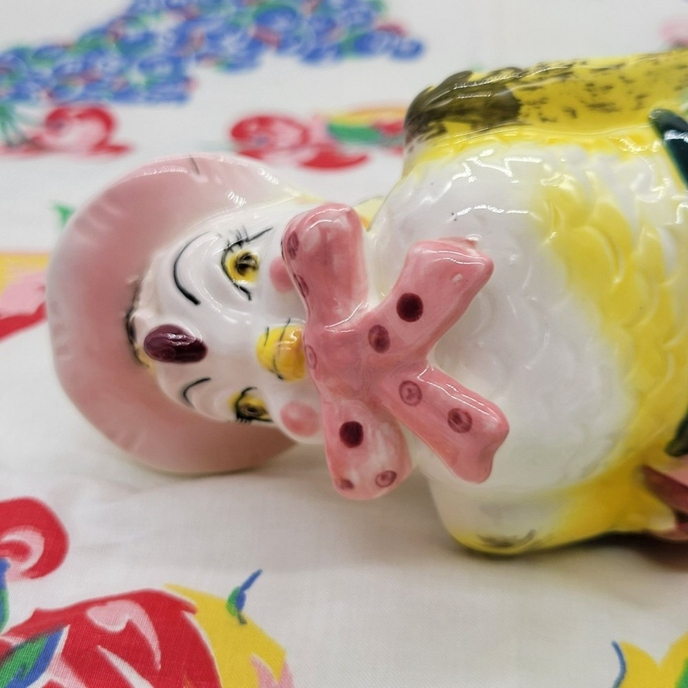Anthropomorphic Chicken Planter With Pink Bow & Hat #G1947 Norcrest