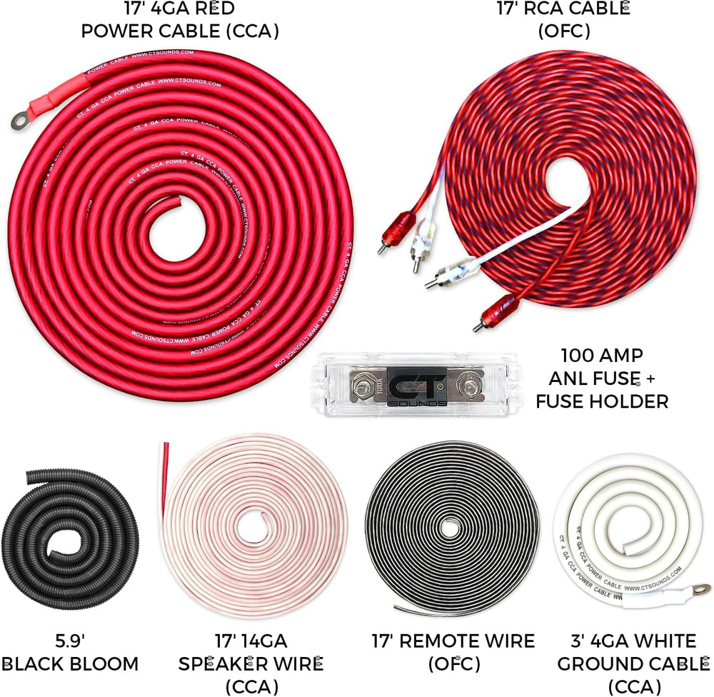 4 Gauge CCA Complete Amp Wiring Install Kit, AMPKIT-4GA-PRO