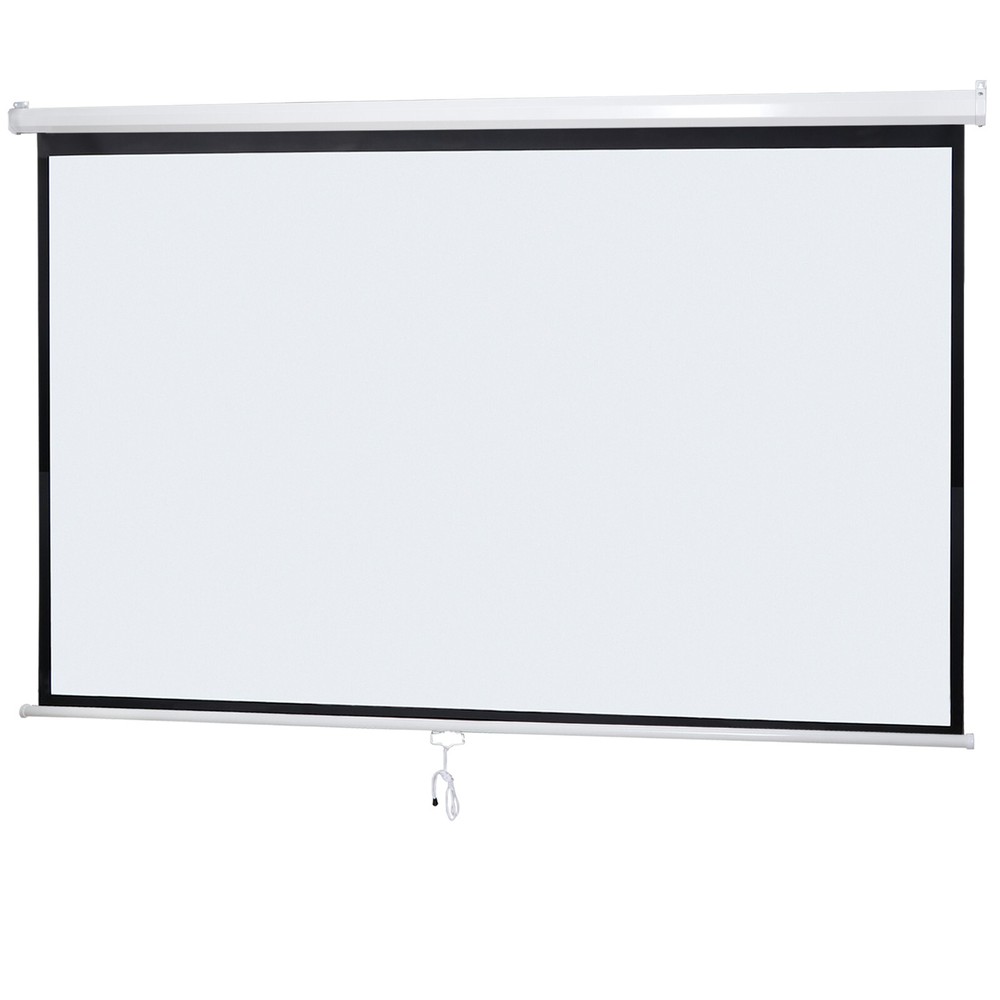 Projector Screen 100'' 16:9 HD Manual Pull Down Projection Screen for Home Use