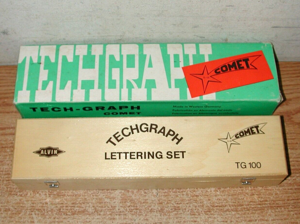 VNTAGE DRAFTING TOOLS: ALVIN TECHGRAPH COMET, POST 1144A SET, BRUNING SLIDE RULE