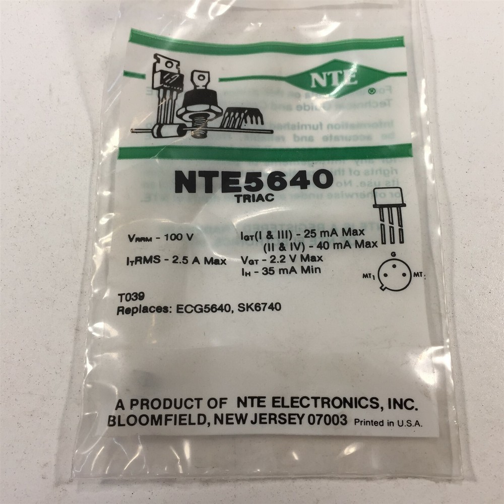 (1) NTE5640 TRIAC, 2.5A
