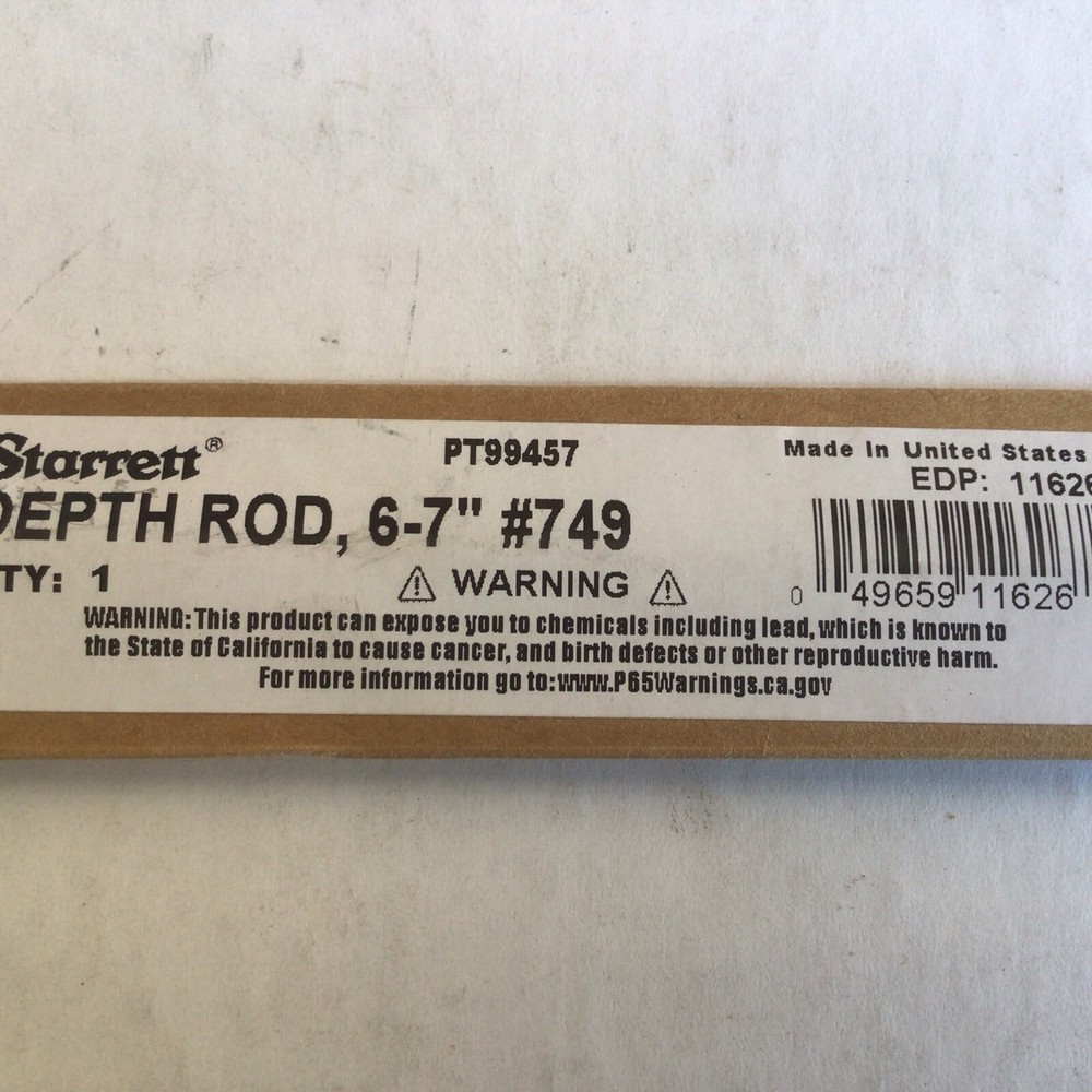 Starrett Depth Rod, 6"-7" #749 Depth Micrometer NEW