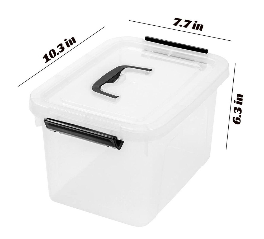 6 Quart Clear Storage Latch Box/Bins, 6-Pack Plastic Container with Latches a...