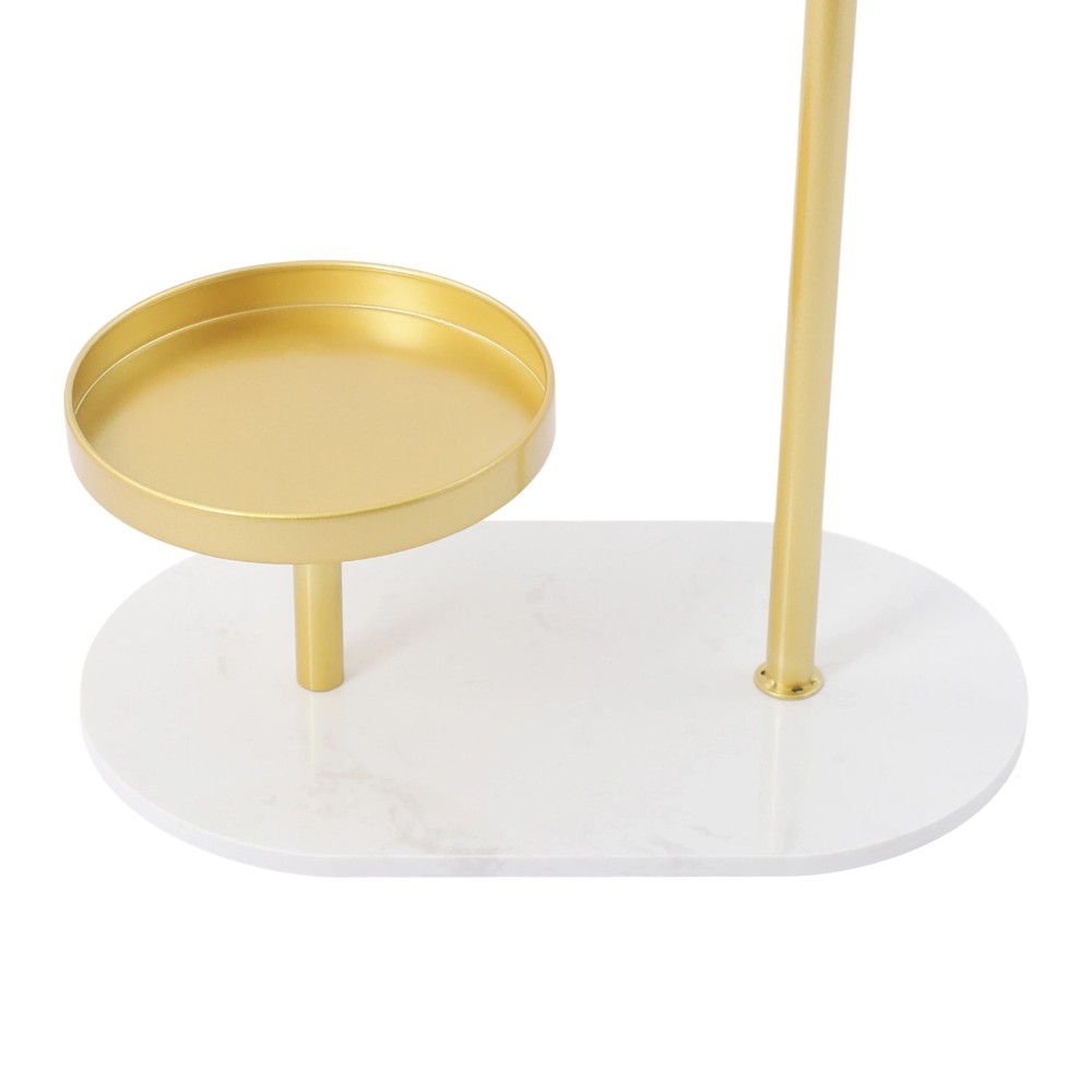 50lbs Load Capacity 8-Hook Standing Clothes Rack With Marble Base, Gold