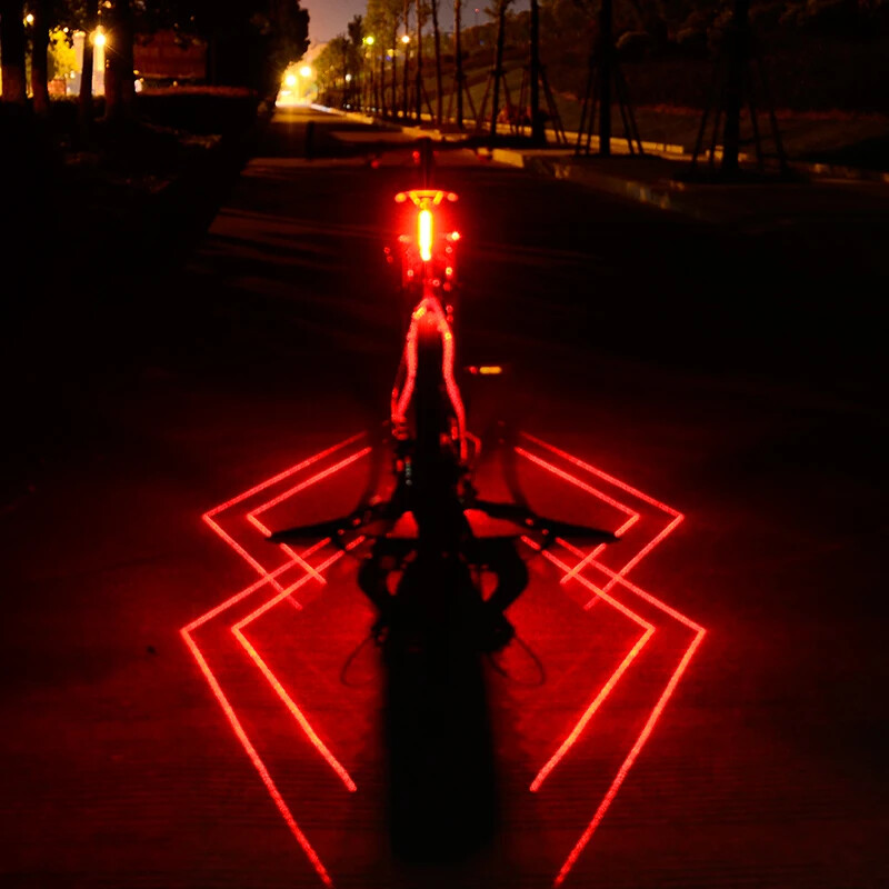 Folding Laser Bicycle Light Front Rear Safety Warning Bicycle Light Rechargeable