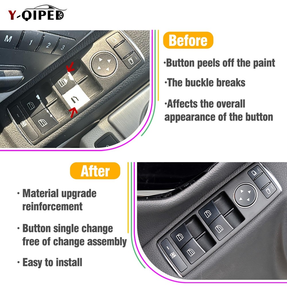 Front Left Window Switch Driver Side Button Cover-1 pcs NO.2, Black