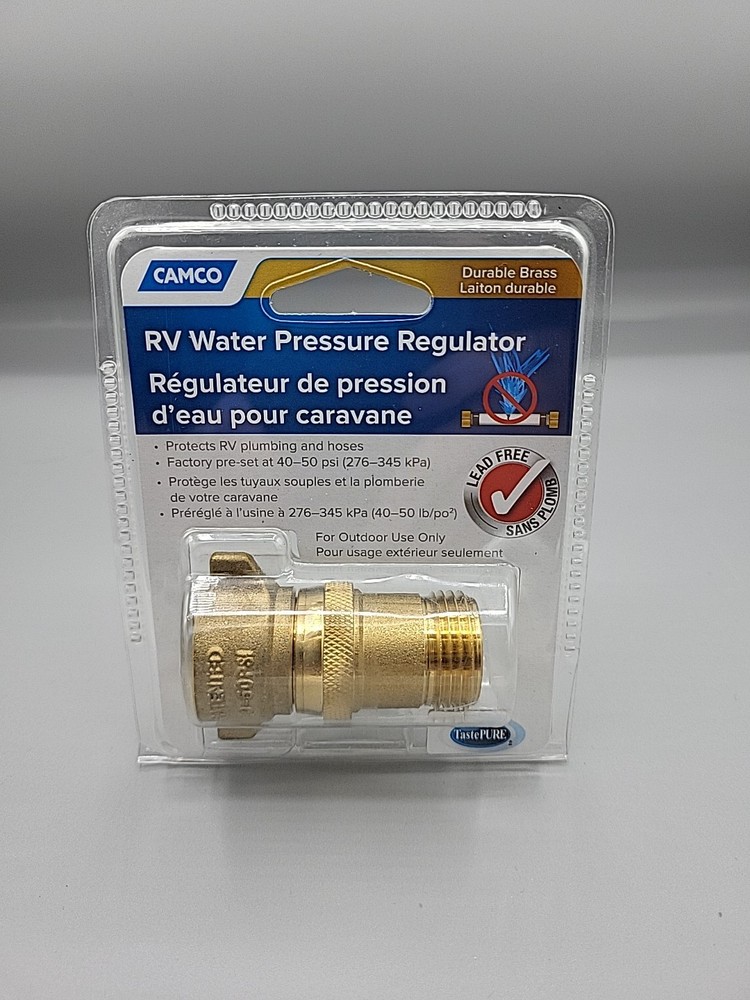 NIP Camco RV Brass Water Pressure Regulator Protects RV Plumbing 40055 40-50 PSI