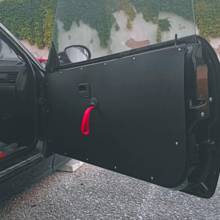 TRS Motorsport Fabric Door Handle Pull, Boot Trunk Strap, Grab Handle, Red