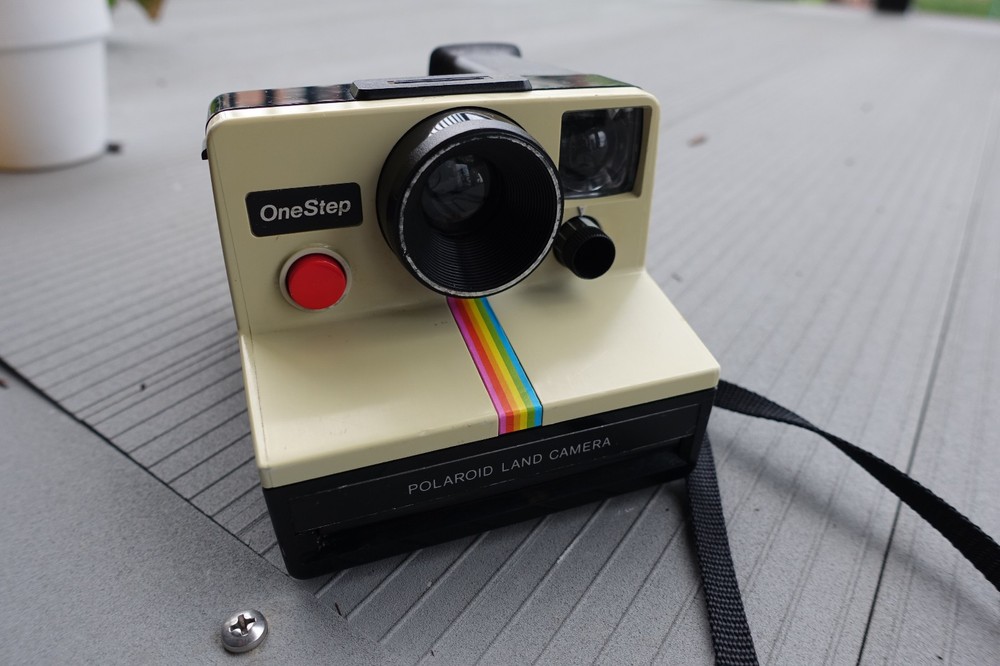 UNTESTED Vintage Polaroid Land Camera One step OneStep with Rainbow Stripe